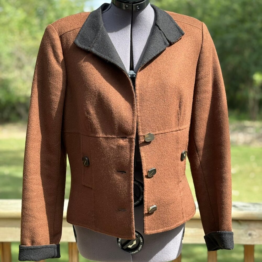 Carlisle size 2 brown/black wool flannel jacket